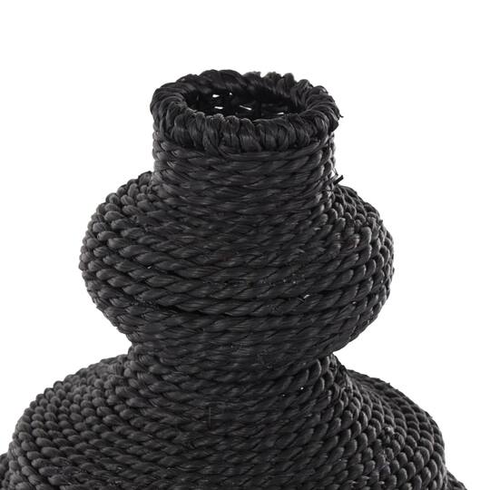 14" Black Seagrass Handmade Woven Bubble Decorative Vase with Abstract Bubble Shape